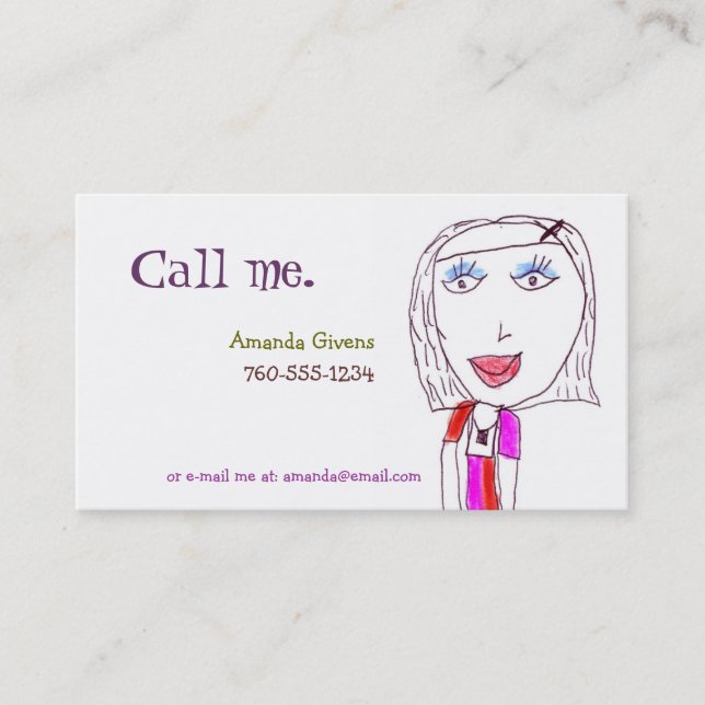 Hip Girl (Child Illustration) Calling Cards (Front)
