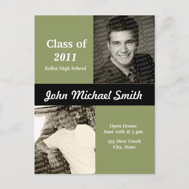 Hip Grad Collage Invitation Postcard (Front)