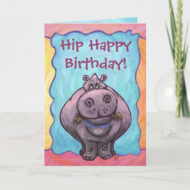 Hip Happy Hippopotamus Birthday Card (Front)