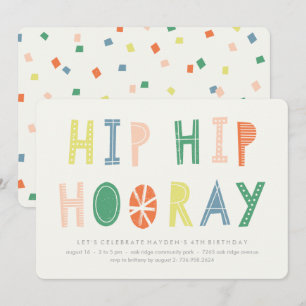 Hip Hip Hooray Birthday Invitation - Cobalt