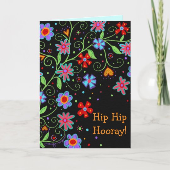 Hip Hip Hooray Fun Floral Card Uk