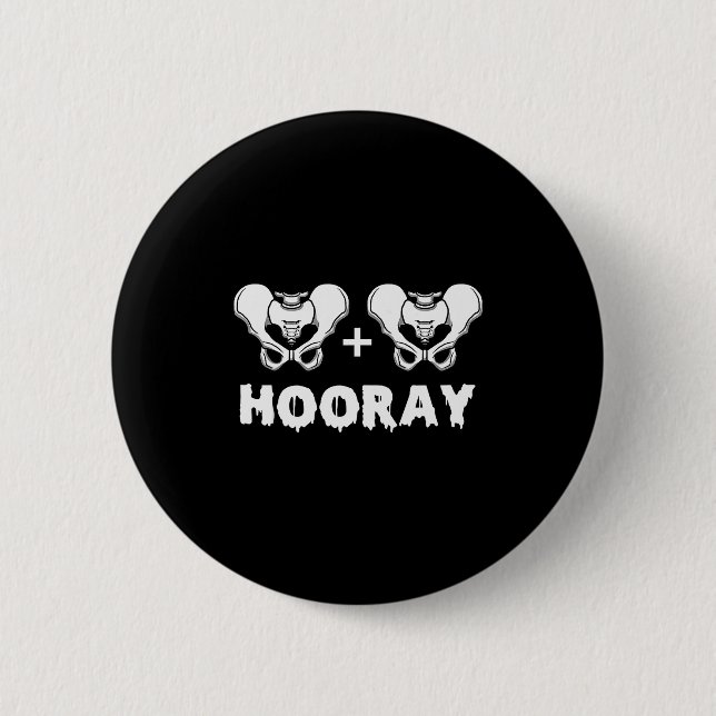 Hip Hip Hooray Funny Anatomy Pun Skeleton Bone  6 Cm Round Badge (Front)