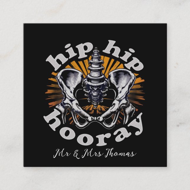 Hip Hip Hooray Funny Hip Replacement Surgery  Square Business Card (Front)