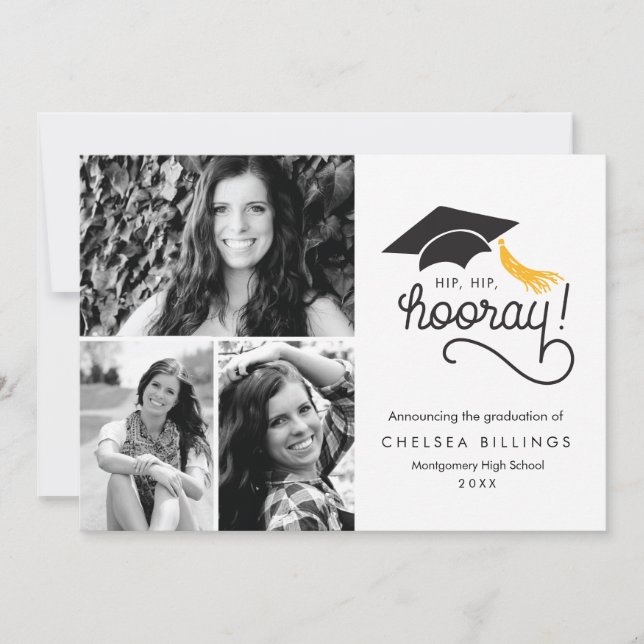 Hip Hip Hooray Graduation Announcement (Front)