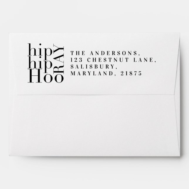 Hip hip hooray graduation modern graphic envelope (Back (Top Flap))
