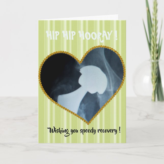 Hip, Hip, Hooray - Hip Operation - Get well soon  Thank You Card (Front)