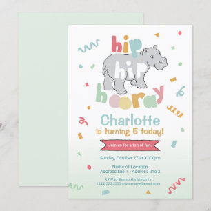 Hip Hip Hooray! Hippo Birthday Invitations