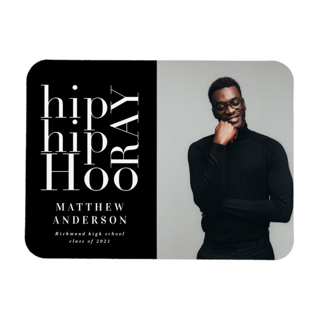 Hip hip hooray photo graduation announcement magnet (Horizontal)
