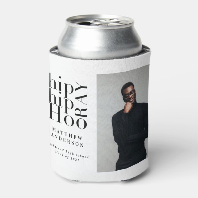 Hip hip hooray photo graduation party can cooler (Can Front)