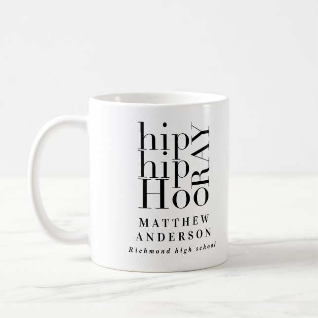 Hip hip hooray photo graduation party coffee mug (Left)