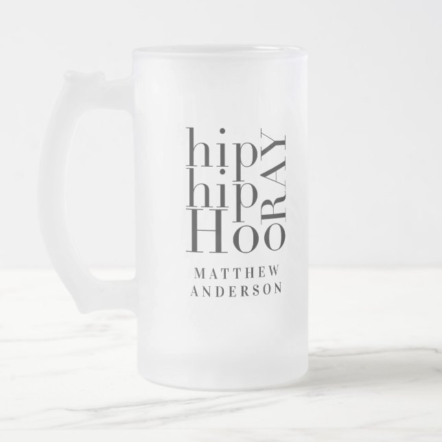 Hip hip hooray photo graduation party frosted glass beer mug (Left)