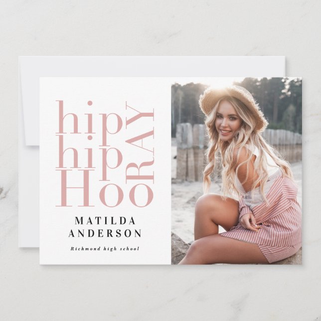 Hip hip hooray photo graduation party invite (Front)