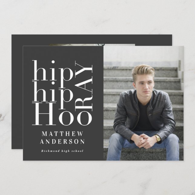 Hip hip hooray photo graduation party multi photo  announcement (Front/Back)