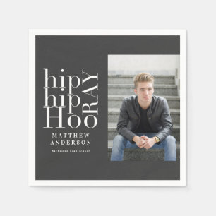 Hip hip hooray photo graduation party napkin