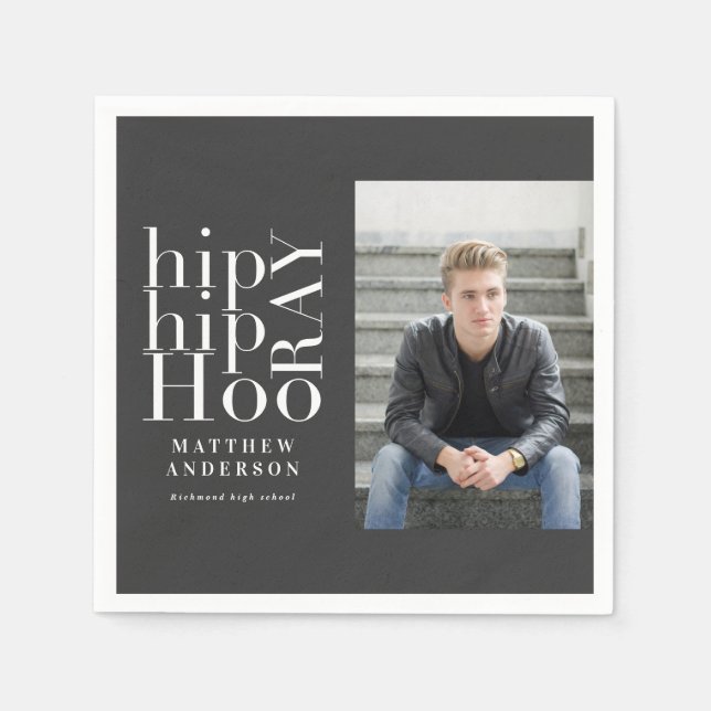 Hip hip hooray photo graduation party  napkin (Front)