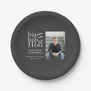 Hip hip hooray photo graduation party  paper plate