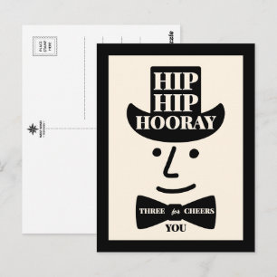 Hip Hip Hooray Three Cheers for You Typography Postcard