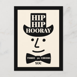 Hip Hip Hooray Three Cheers for You Typography Postcard