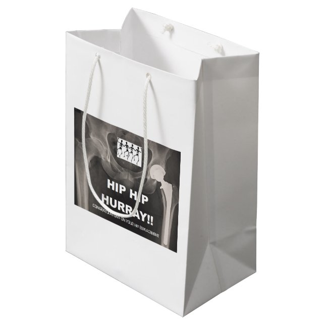 Hip Hip Hurray - Contrats on Hip Surgery Medium Gift Bag (Front Angled)