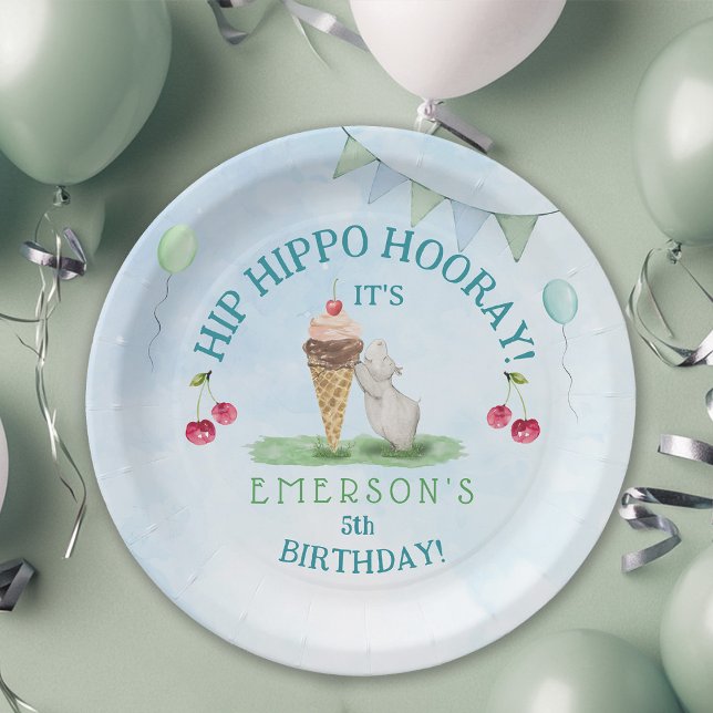 Hip Hippo Hooray Birthday Party  Paper Plate (Hip Hippo Hooray Kids Birthday  Party Paper Plates)