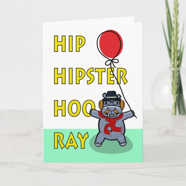 Hip Hipster Hooray Birthday for Friend Card (Front)