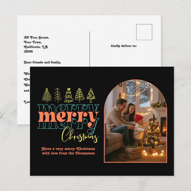 Hip Holiday Cosy Arch Photo Merry Christmas (Front/Back)