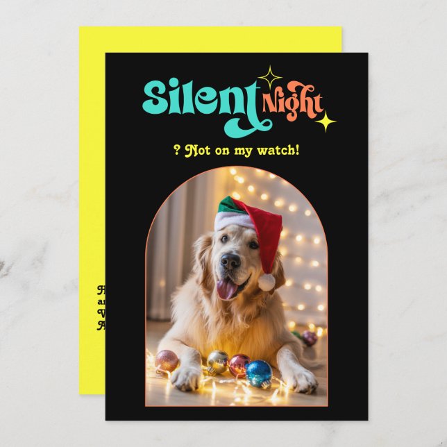 Hip Holiday Funny Retro Pet Dog Christmas Photo (Front/Back)