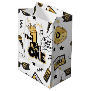 Hip Hop 1st Birthday The Big ONE Black & Gold Medium Gift Bag
