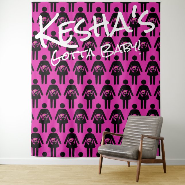 Hip Hop Baby Shower|Pregnant Icon Photo Backdrop Tapestry (In Situ)