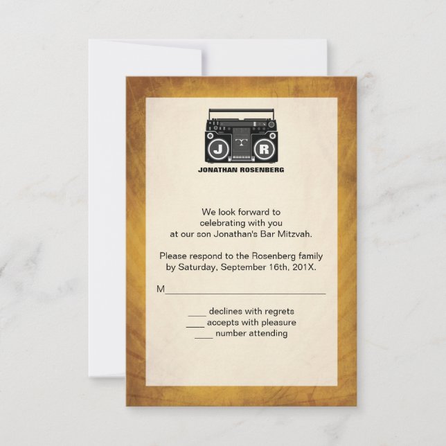 Hip Hop Bar Mitzvah RSVP Reply Card (Front)