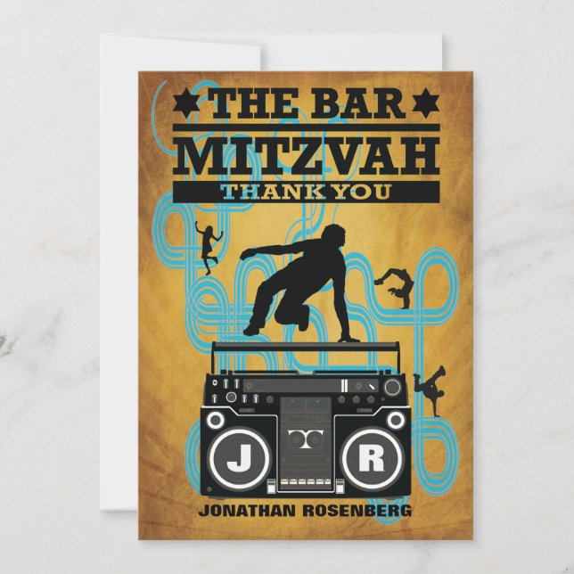 Hip Hop Bar Mitzvah Thank You Card (Front)