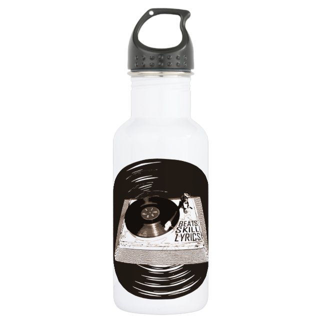 HIP HOP BEATS SKILL LYRICS ON TURNTABLE 532 ML WATER BOTTLE (Front)