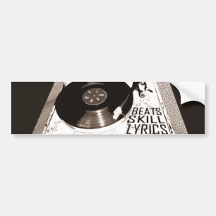 HIP HOP BEATS SKILL LYRICS ON TURNTABLE BUMPER STICKER