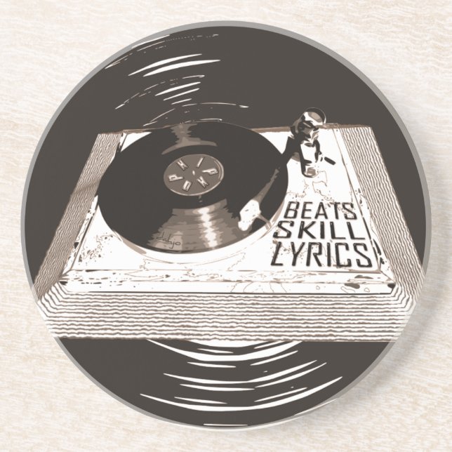HIP HOP BEATS SKILL LYRICS ON TURNTABLE COASTER (Front)