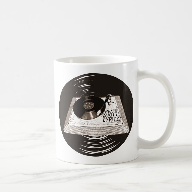 HIP HOP BEATS SKILL LYRICS ON TURNTABLE COFFEE MUG (Right)