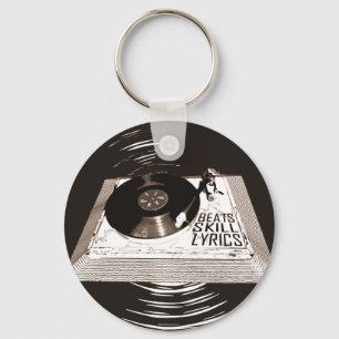 HIP HOP BEATS SKILL LYRICS ON TURNTABLE KEY RING