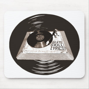 HIP HOP BEATS SKILL LYRICS ON TURNTABLE MOUSE MAT