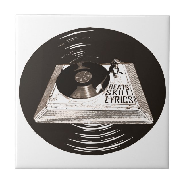 HIP HOP BEATS SKILL LYRICS ON TURNTABLE TILE (Front)