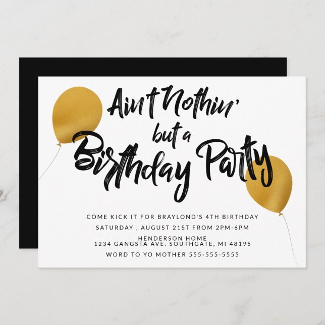 Hip Hop Birthday Party Invitation (Front/Back)