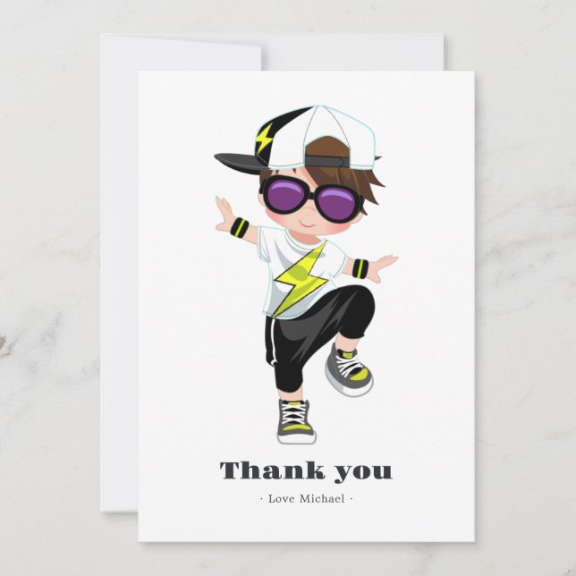 Hip Hop Boy Birthday Thank You Card (Front)