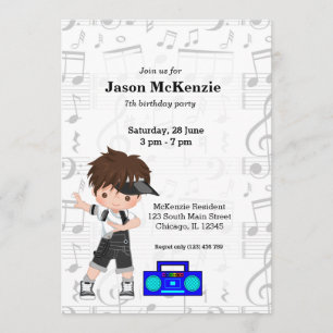 Hip hop boy invitation