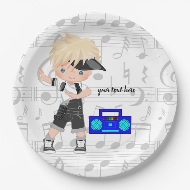 Hip hop boy paper plate (Front)