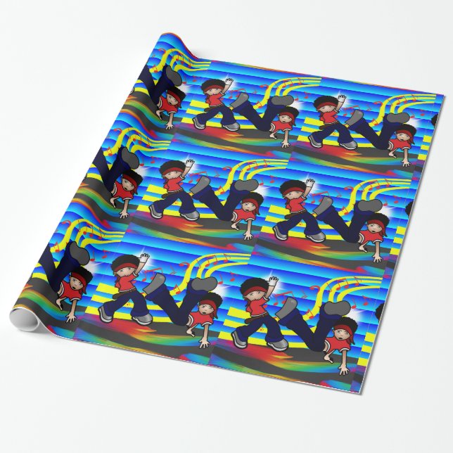 Hip Hop Break Dancing 2 Kids Wrapping Paper (Unrolled)