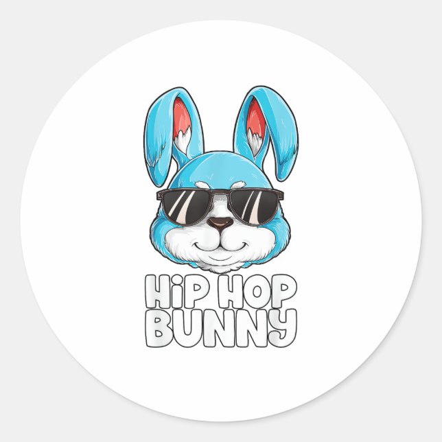 Hip Hop Bunny Easter Boys Girls Kids Men Rabbit Lo Classic Round Sticker (Front)