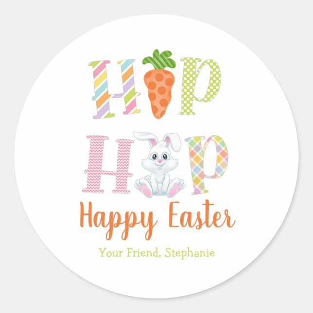 Hip Hop Bunny Easter Cute Treat Bag Stickers (Front)