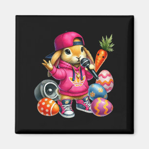 Hip Hop Bunny Easter Eggs Microphone Vibe  Magnet
