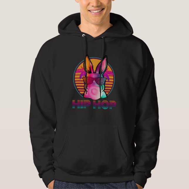 Hip Hop Bunny With Sunglasses Cute Easter  Rabbit  Hoodie (Front)