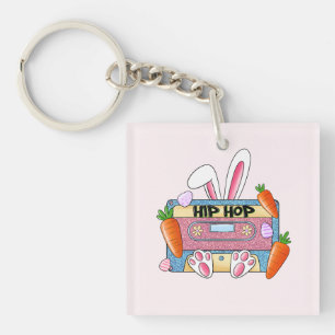 Hip Hop Cassette Tape Bunny Key Ring