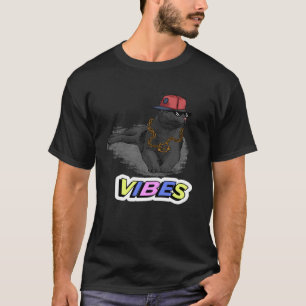 Hip hop Cat Vibes Urban Street Wear Old School Rap T-Shirt