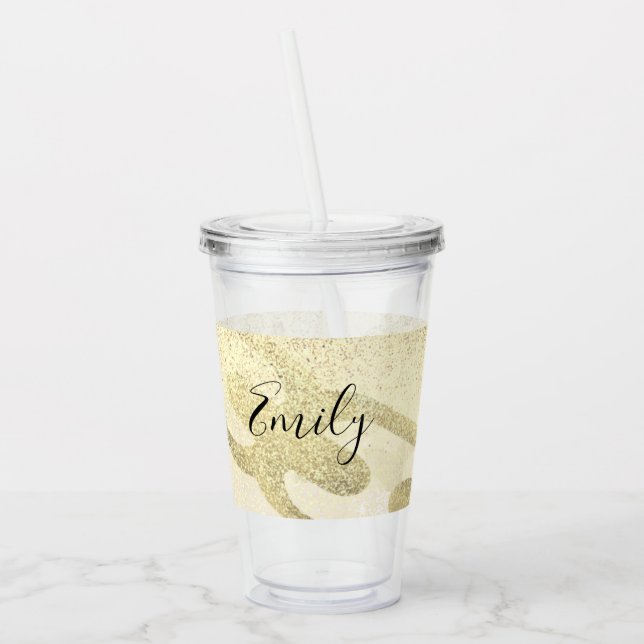 Hip Hop Chain Faux Sparkles Monogrammed Name   Acr Acrylic Tumbler (Left)